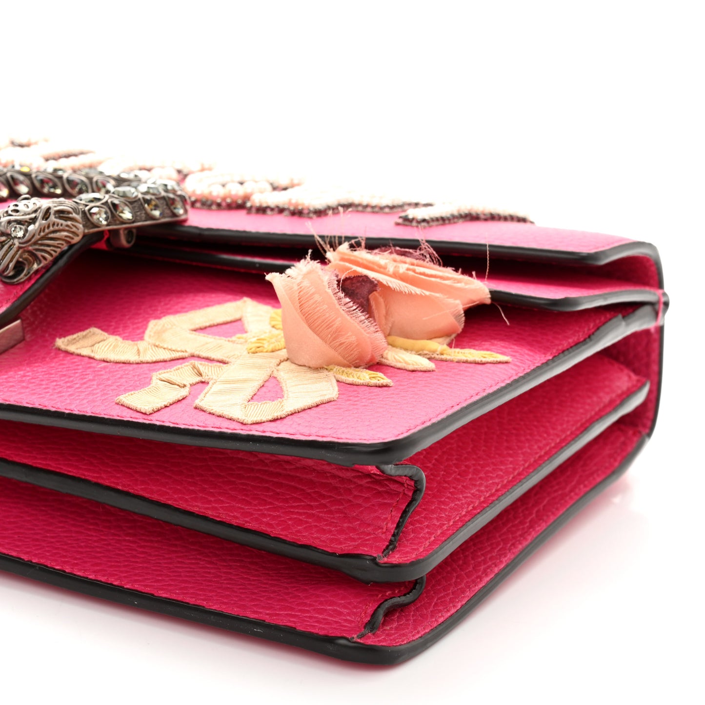Pebbled Calfskin Embellished Guccify Small Dionysus Shoulder Bag Rosa