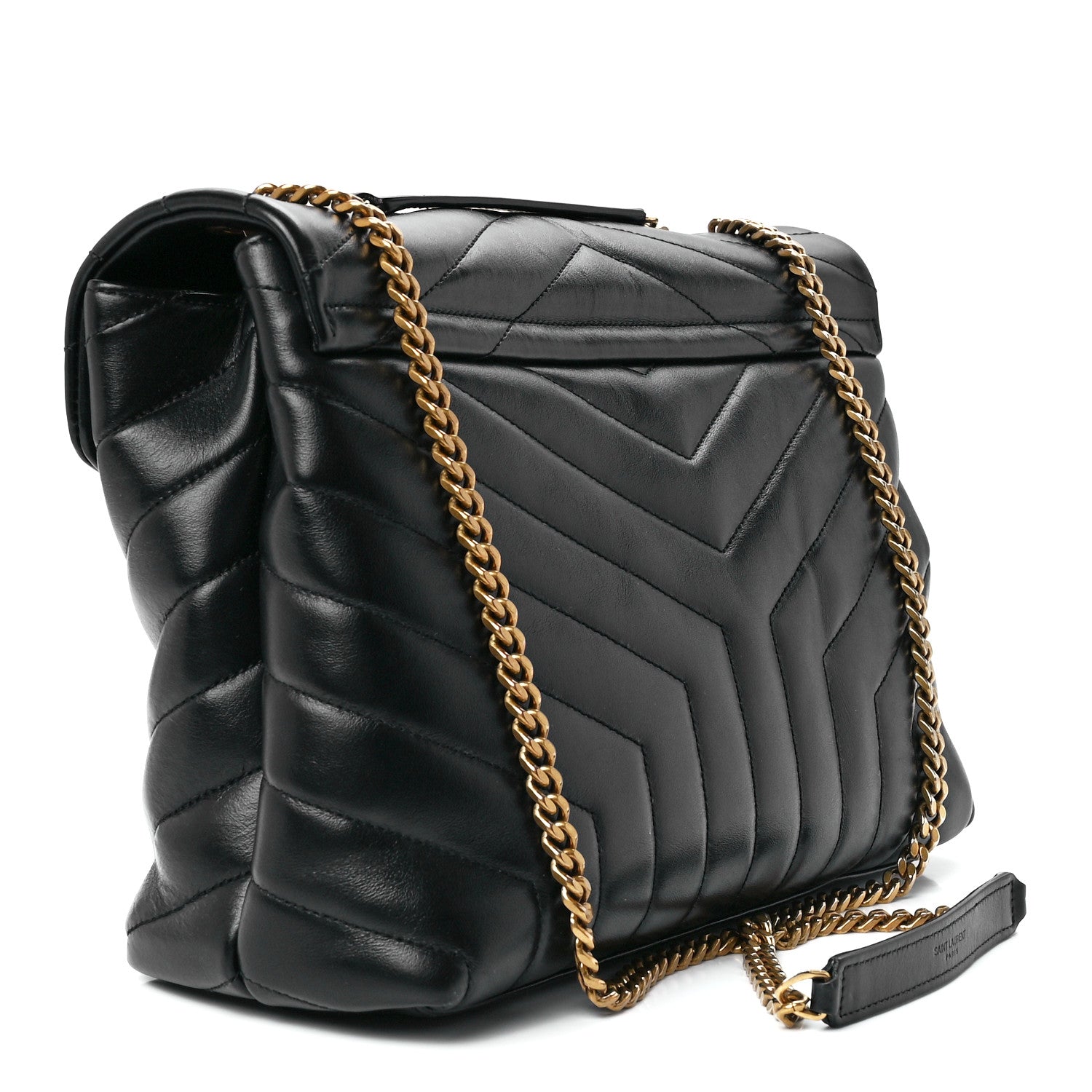 Saint Laurent Calfskin Y Quilted Monogram Medium Loulou Chain Satchel Black 3 of 12
