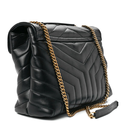 Saint Laurent Calfskin Y Quilted Monogram Medium Loulou Chain Satchel Black 3 of 12