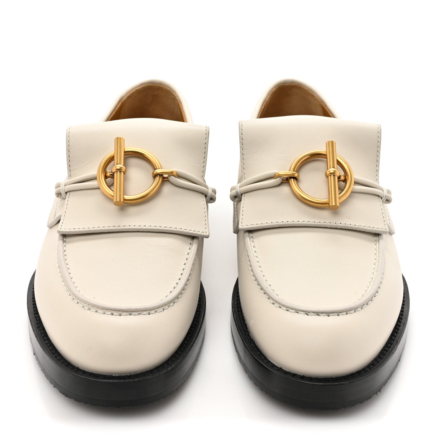Hermes Calfskin Womens Impact Loafers 35 Blanc De Paris 2 of 11