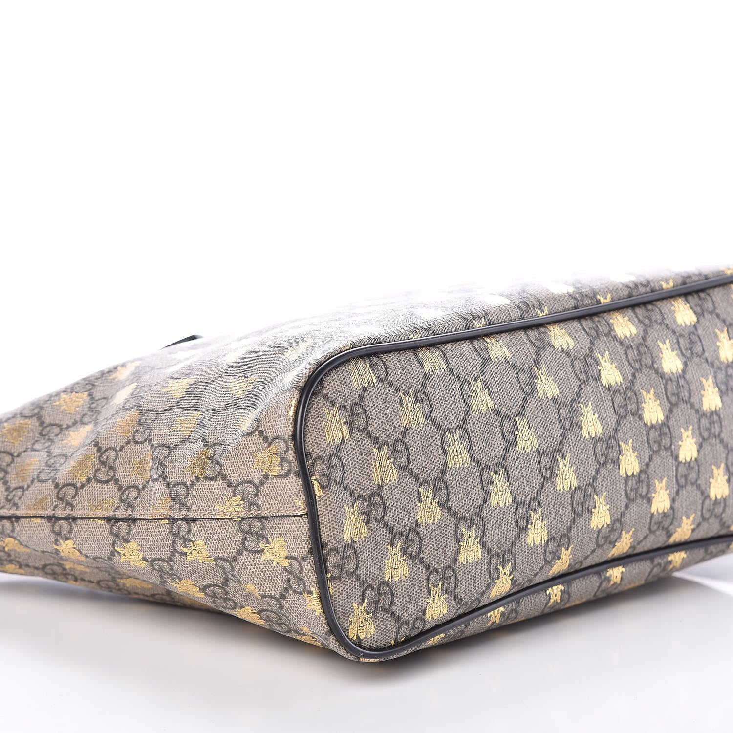 Gucci Soft GG Supreme Monogram Bees Small Crossbody Tote Beige Oro Black 8 of 9