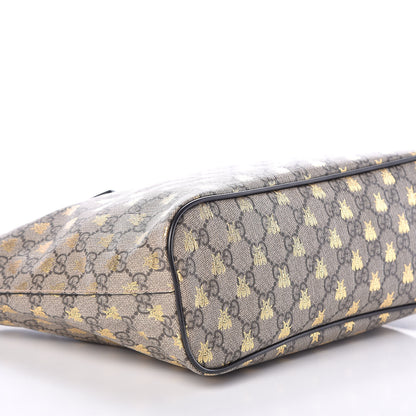 Gucci Soft GG Supreme Monogram Bees Small Crossbody Tote Beige Oro Black 8 of 9