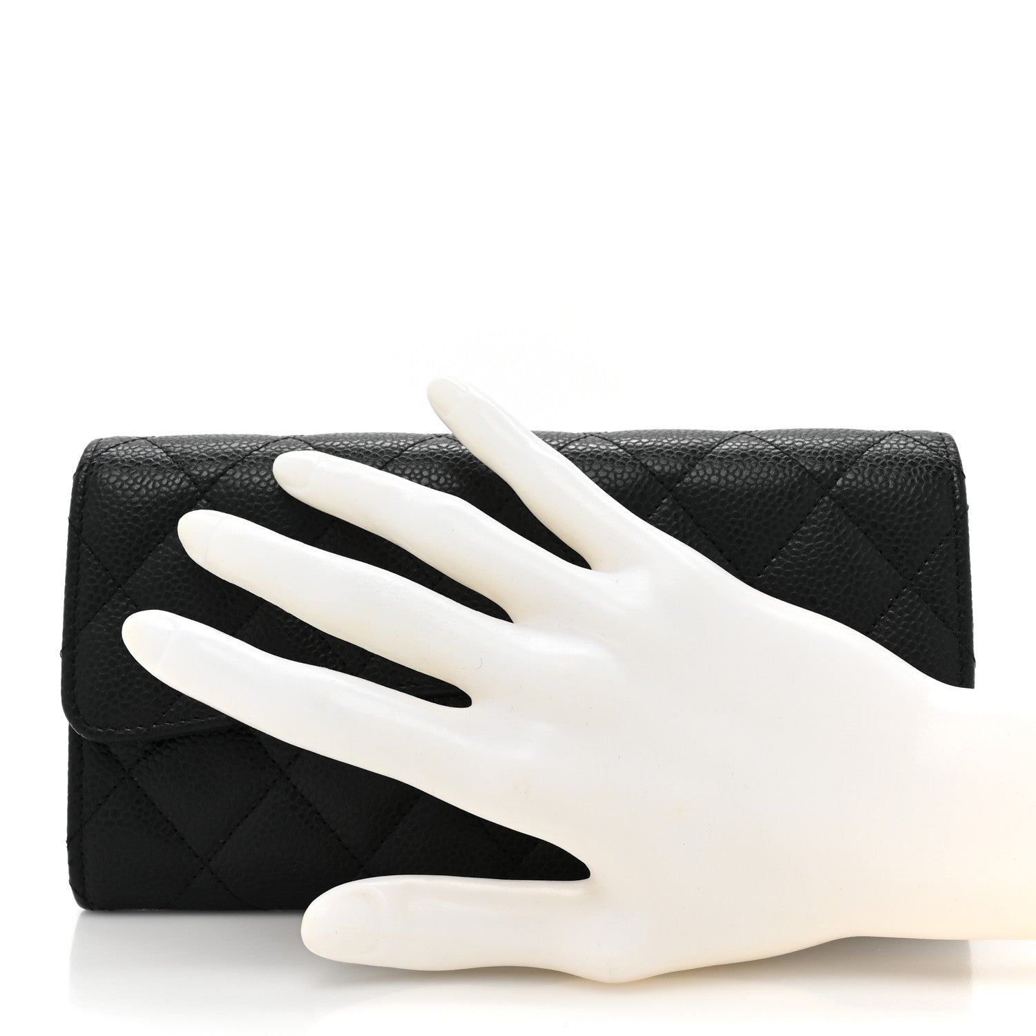 Chanel Caviar Quilted Large Gusset Flap Wallet Black 2 of 14