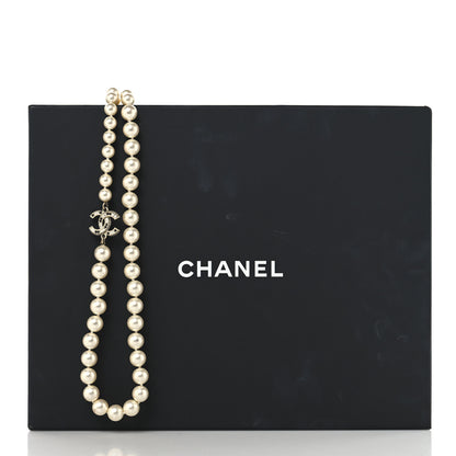 Chanel Baguette Crystal Pearl CC Long Necklace Black Gold 8 of 10
