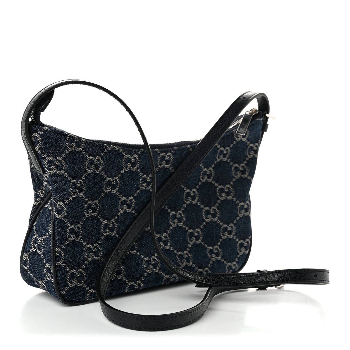 Washed Denim GG Monogram Lady Lunetta Small Shoulder Bag  Dark Blue