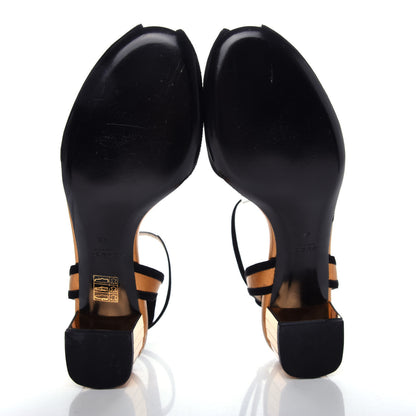Saint Laurent GUCCI Suede Nappa Silk Sandals 40 Black Tobacco 6 of 8