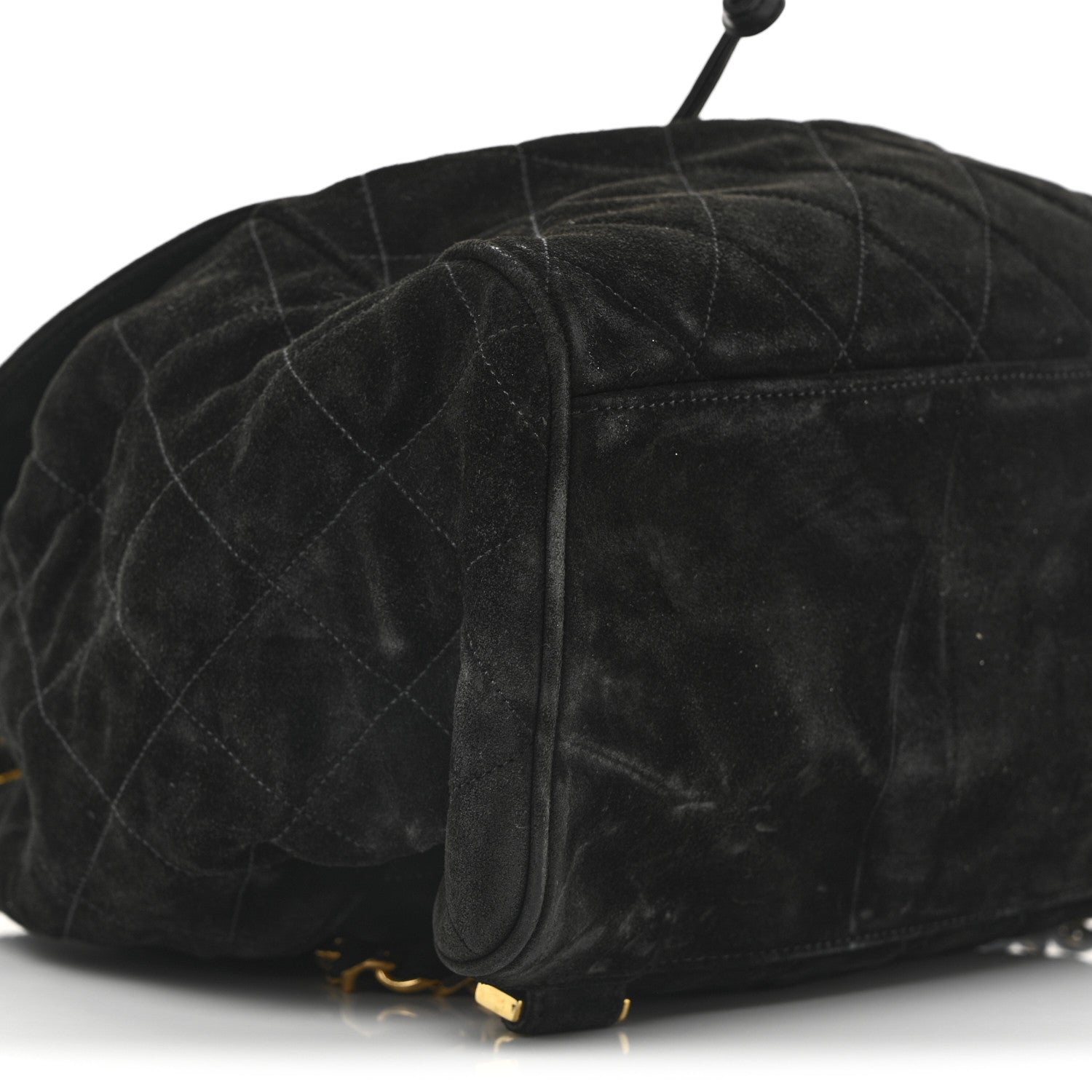 Chanel Suede Quilted CC Drawstring Backpack Black 9 of 13