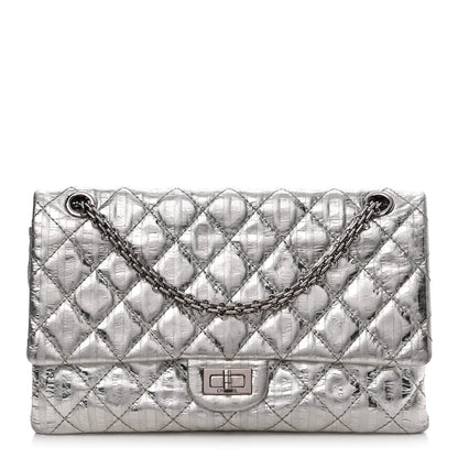 Chanel Metallic Calfskin Striped 2.55 Reissue Flap Silver 1 of 12