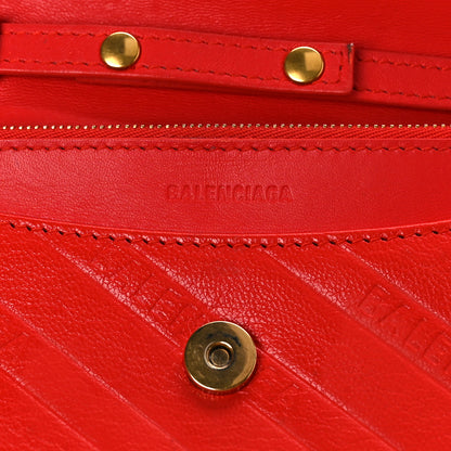 Balenciaga Shiny Goatskin Logo Embossed BB Wallet On Chain Vivid Red 6 of 12