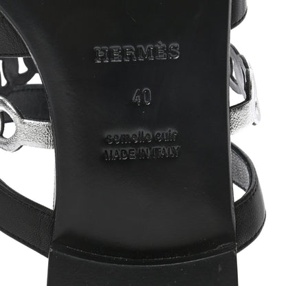 Hermes Nappa Amalfi Sandals 40 Black Gris Argente 6 of 8