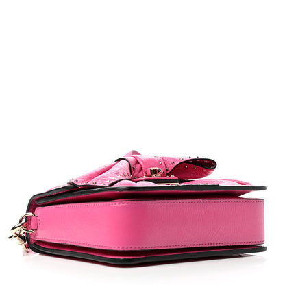 Valentino Garavani Pebbled Calfskin Rockstud Bow Top Handle Bag Pink Orchid 4 of 9