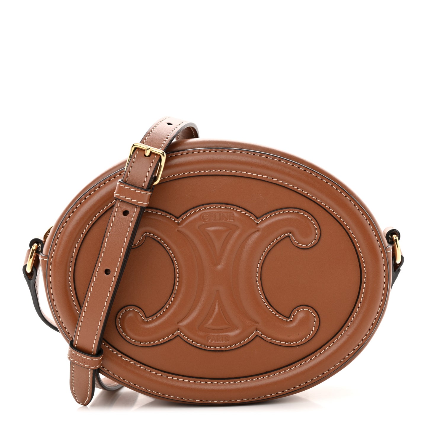 Smooth Calfskin Cuir Triomphe Oval Bag Tan