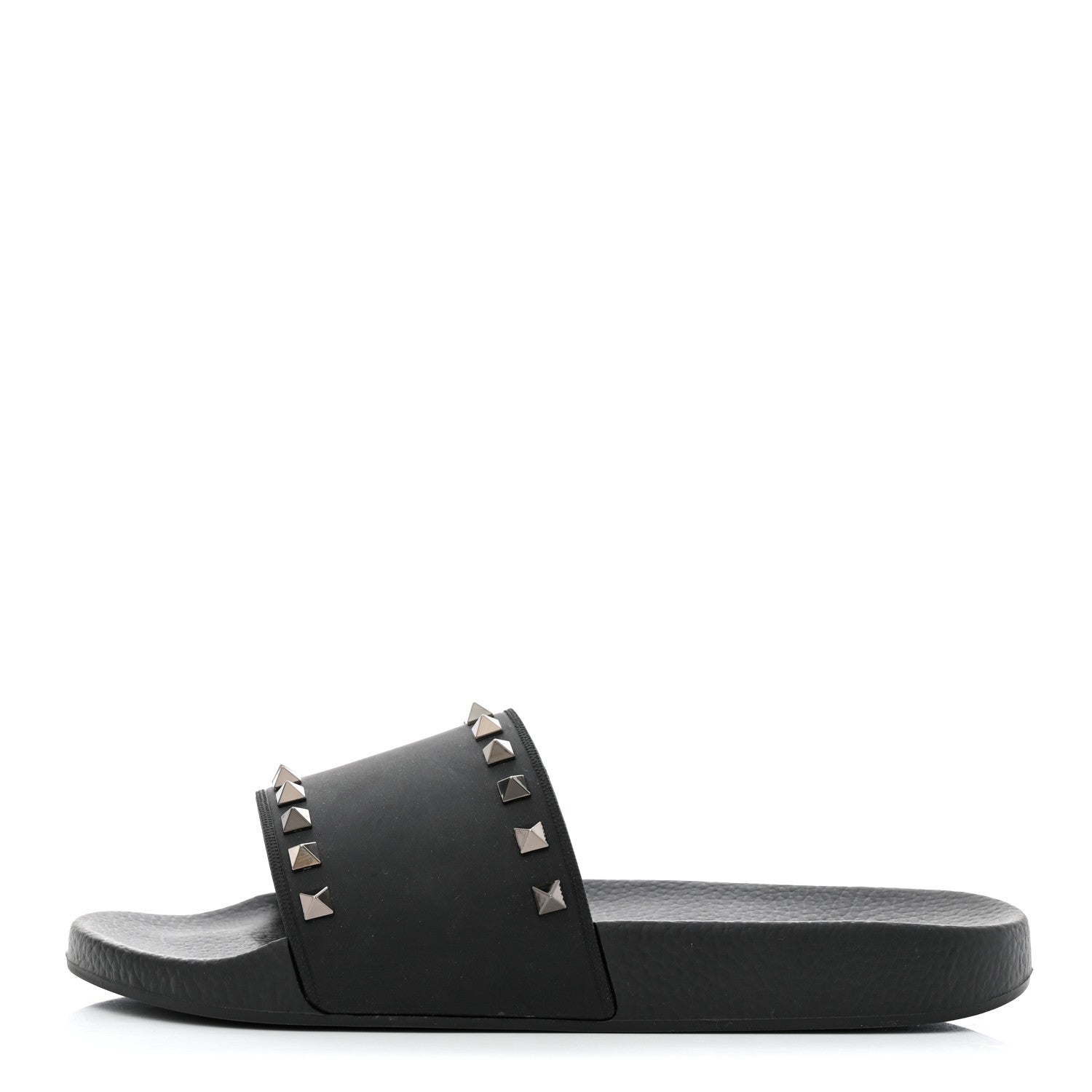 Valentino Garavani Rubber Rockstud Slide Sandals 41 Black 1 of 7