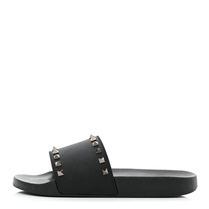 Valentino Garavani Rubber Rockstud Slide Sandals 41 Black 1 of 7
