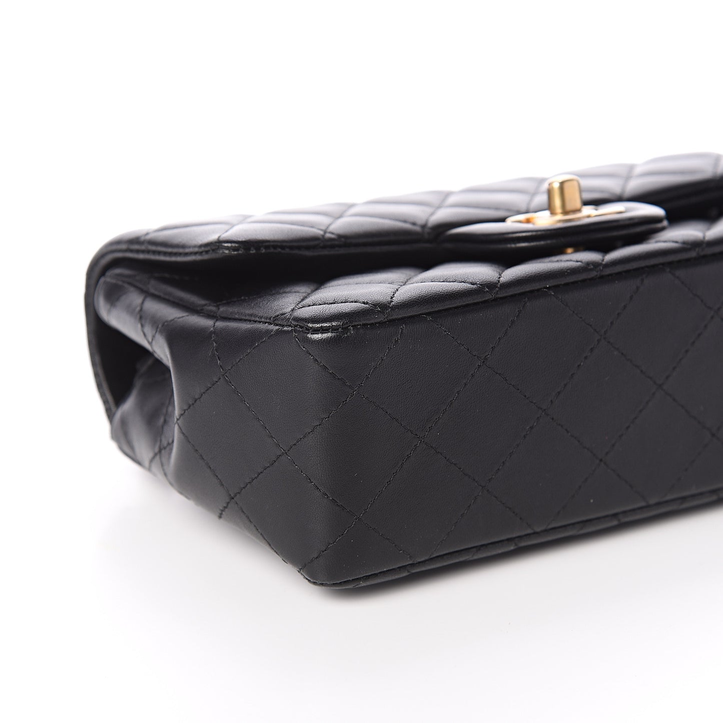 Lambskin Quilted Mini Rectangular Flap Black