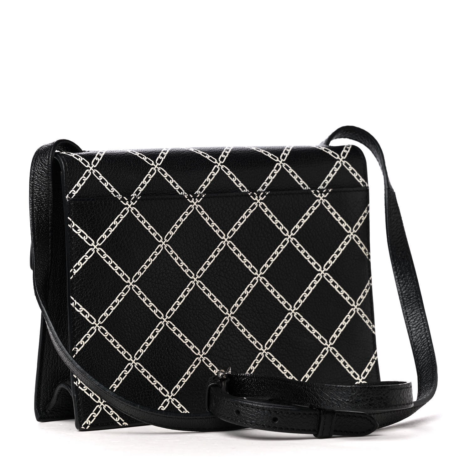 Burberry Grain Calfskin Chain Print Crossbody Black 2 of 4