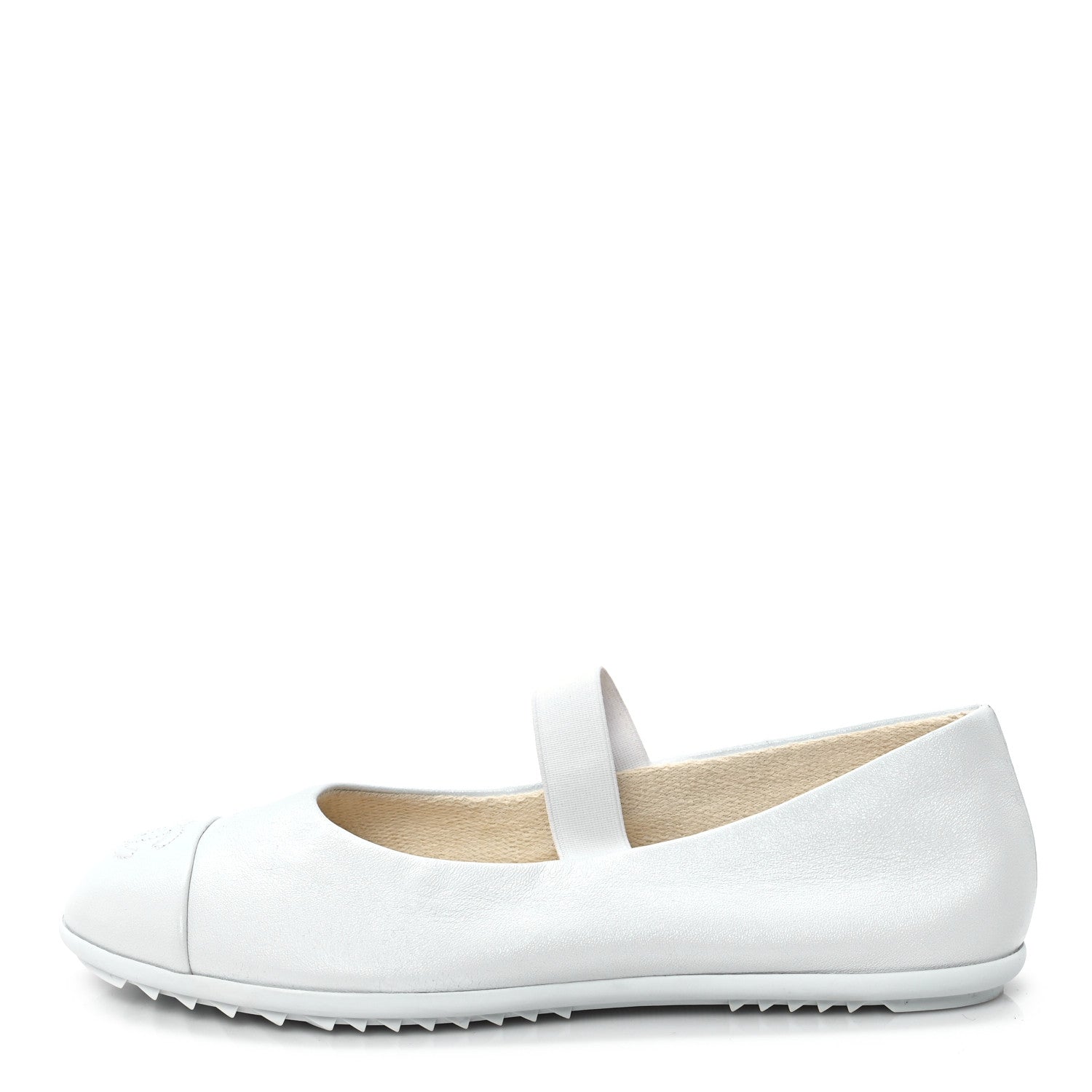 Chanel Lambskin Cap Toe CC Mary Jane Flats 38.5 White 1 of 10