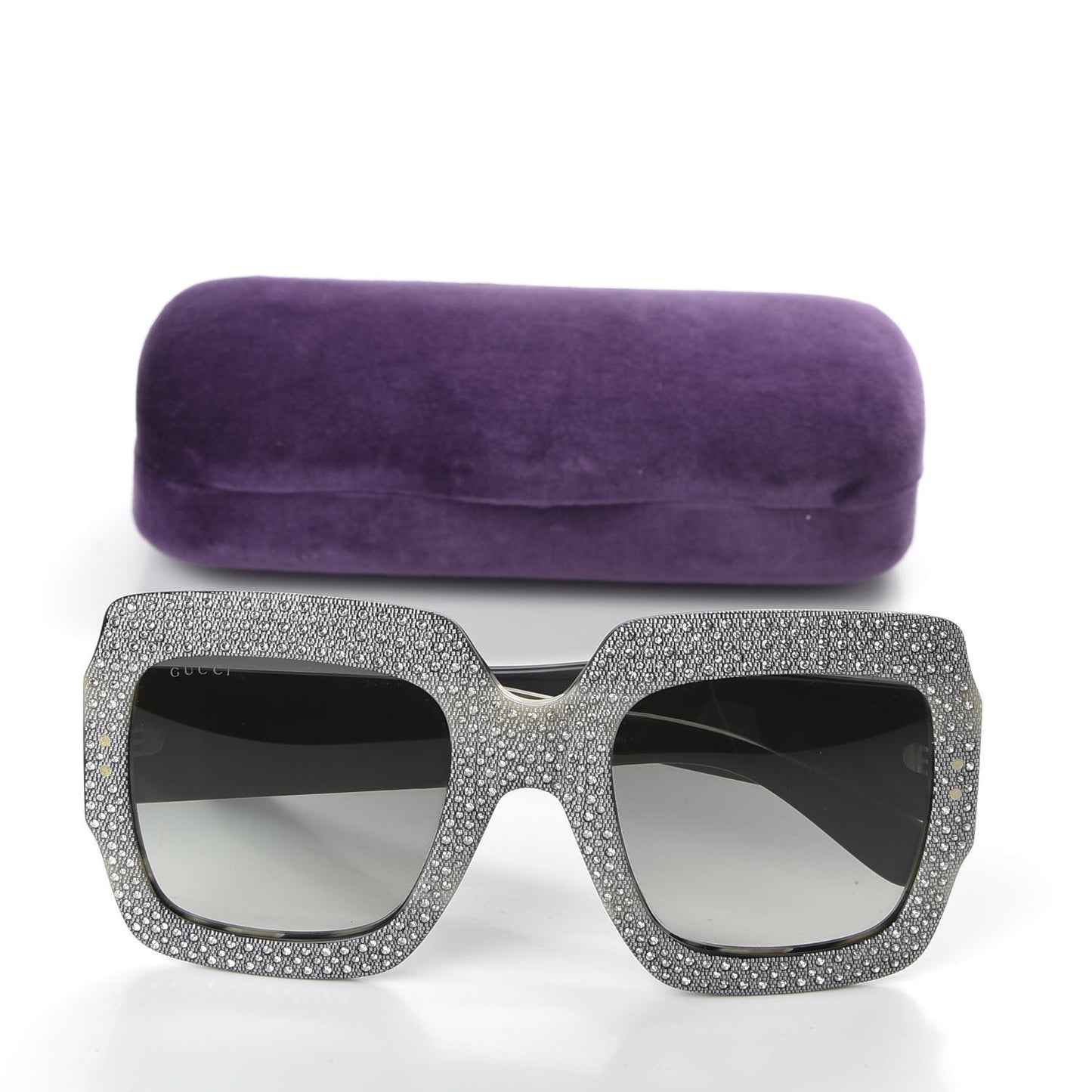 Crystal Square Frame Sunglasses GG0048S Grey