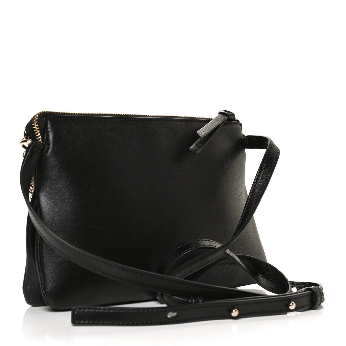 Supple Lambskin Small Faye Soft Zippered Shoulder Bag Black