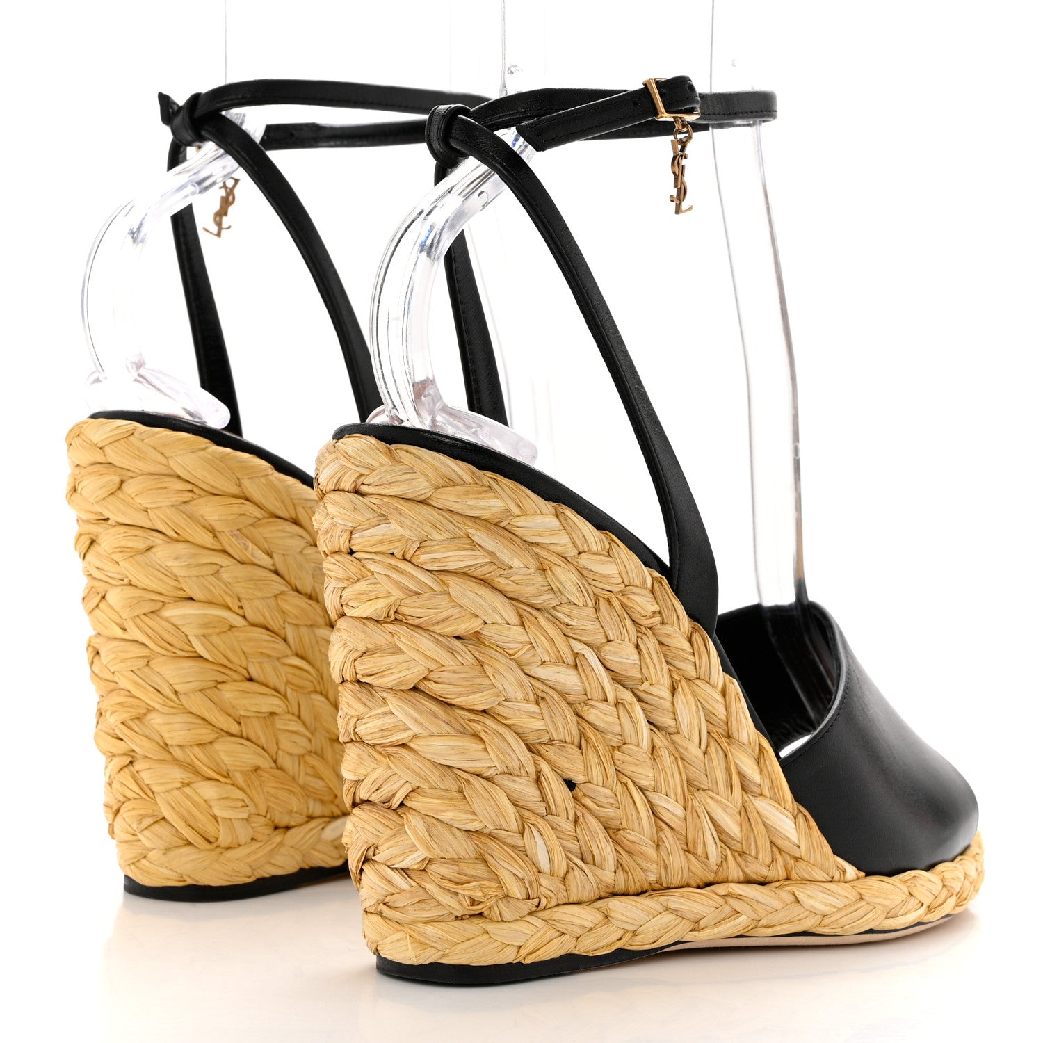 Saint Laurent Calfskin Paloma Espadrille 95 Wedges 37 Black 4 of 8