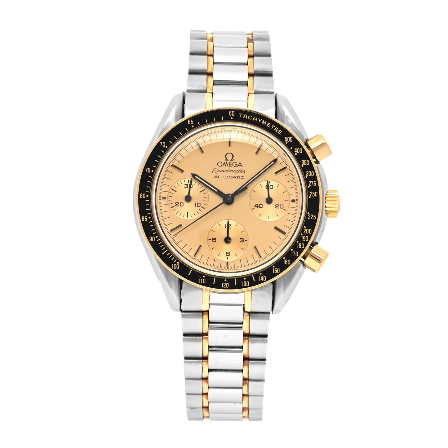 Stainless Steel 18K Yellow Gold 38mm Speedmaster Chronograph Automatic Watch Champagne 3310.10