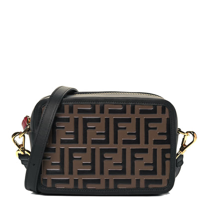 Fendi Vitello Century Bi-Color FF 1974 Embossed Mini Camera Case Maya Black 1 of 8