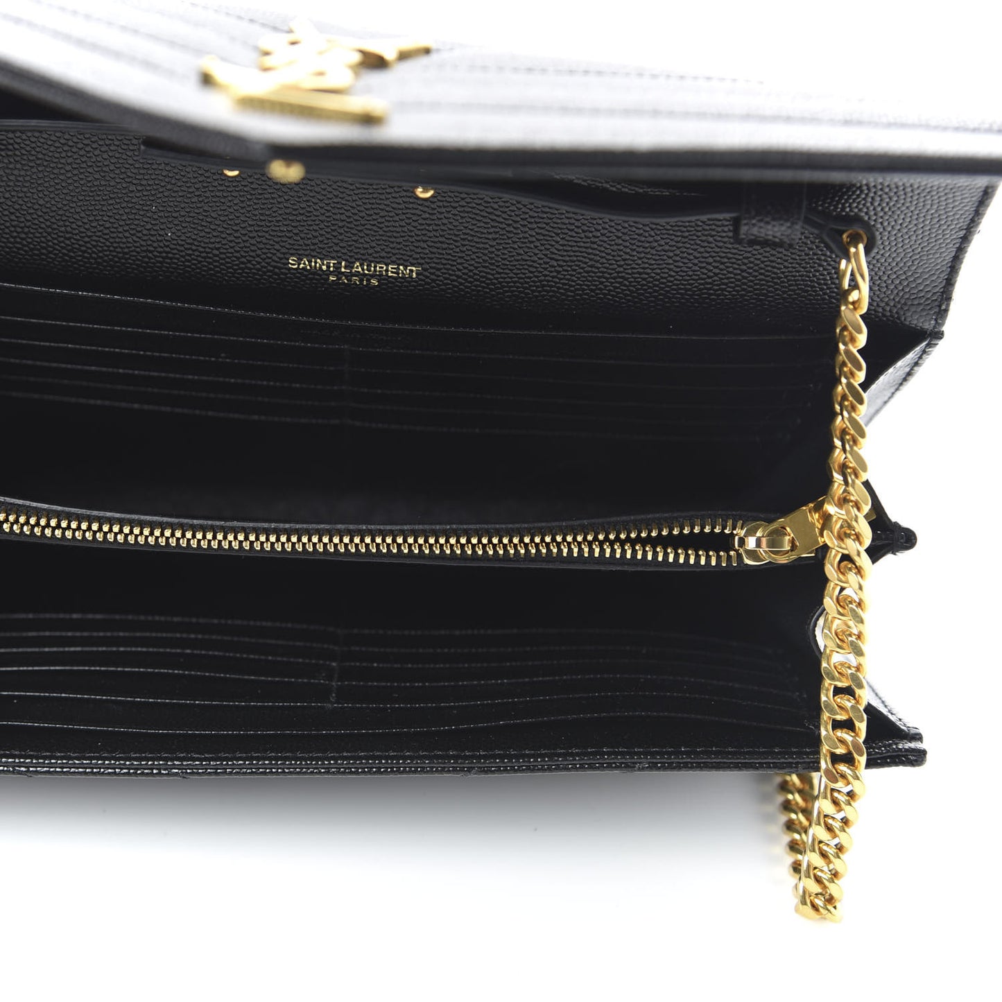 Grain De Poudre Matelasse Chevron Monogram Chain Wallet Black