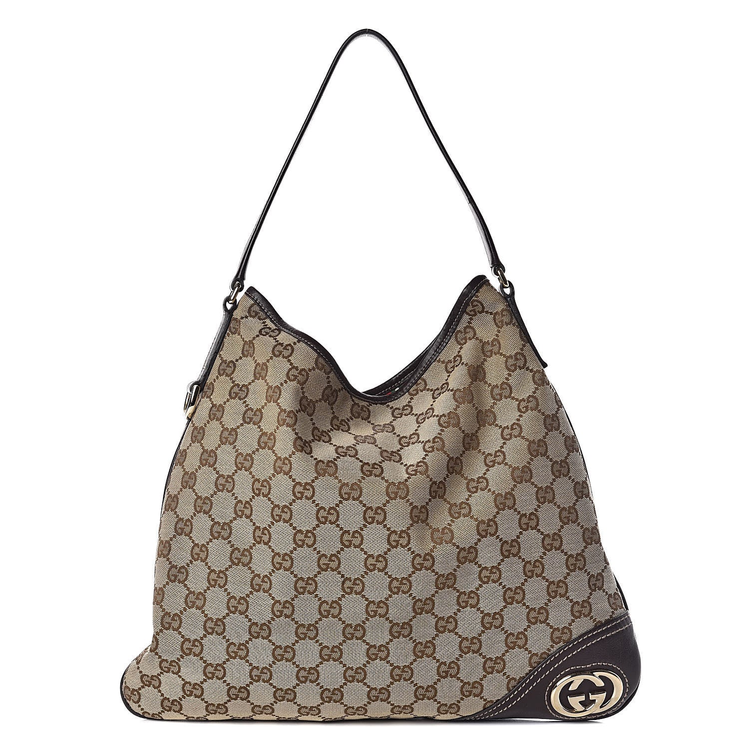 Gucci Monogram Medium New Britt Hobo Dark Brown 1 of 13