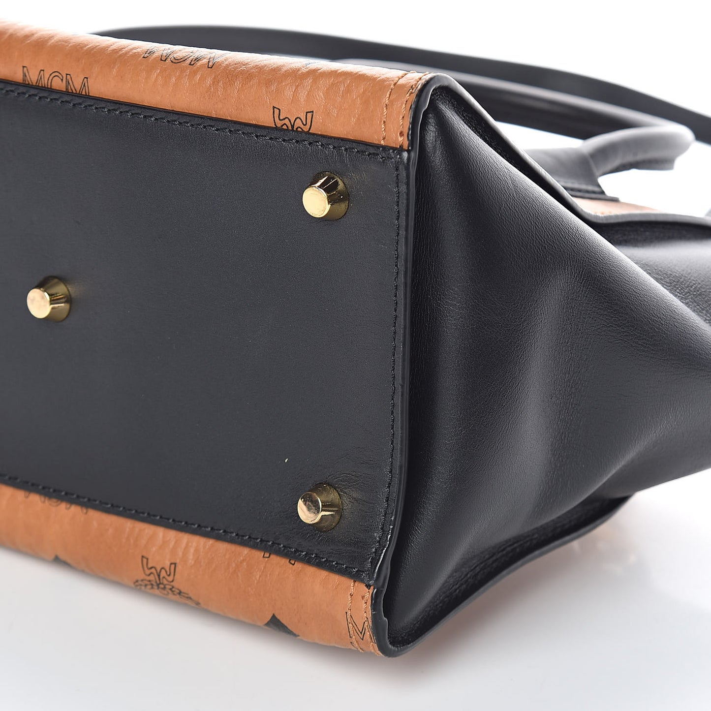 Visetos Small Kathy Double Zip Tote Cognac Black