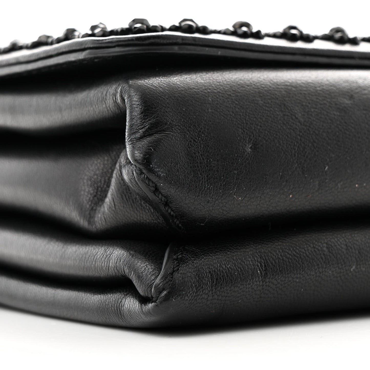 Lambskin Beaded Embroidery Medium Girello Flap Black