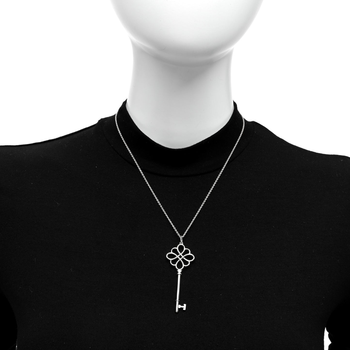 Sterling Silver Knot Key Pendant Long Necklace
