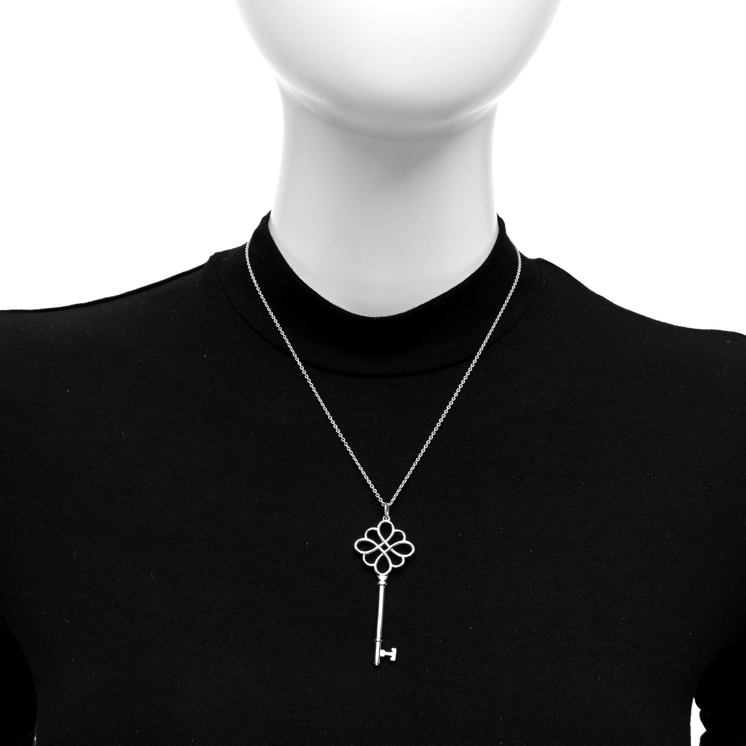 Tiffany Sterling Silver Knot Key Pendant Long Necklace 2 of 4