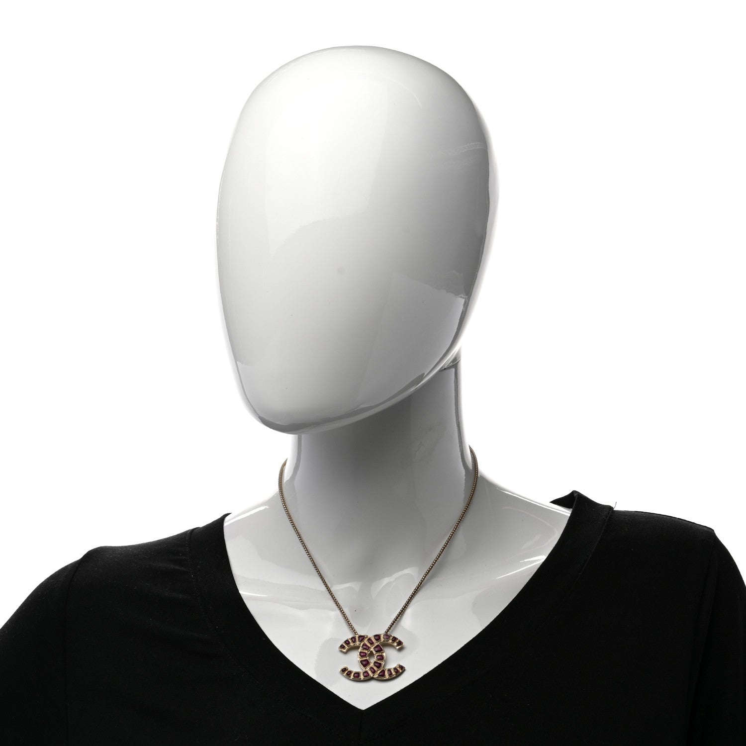 Chanel Metal Gripoix Along The Nile CC Pendant Necklace Gold Purple 2 of 4