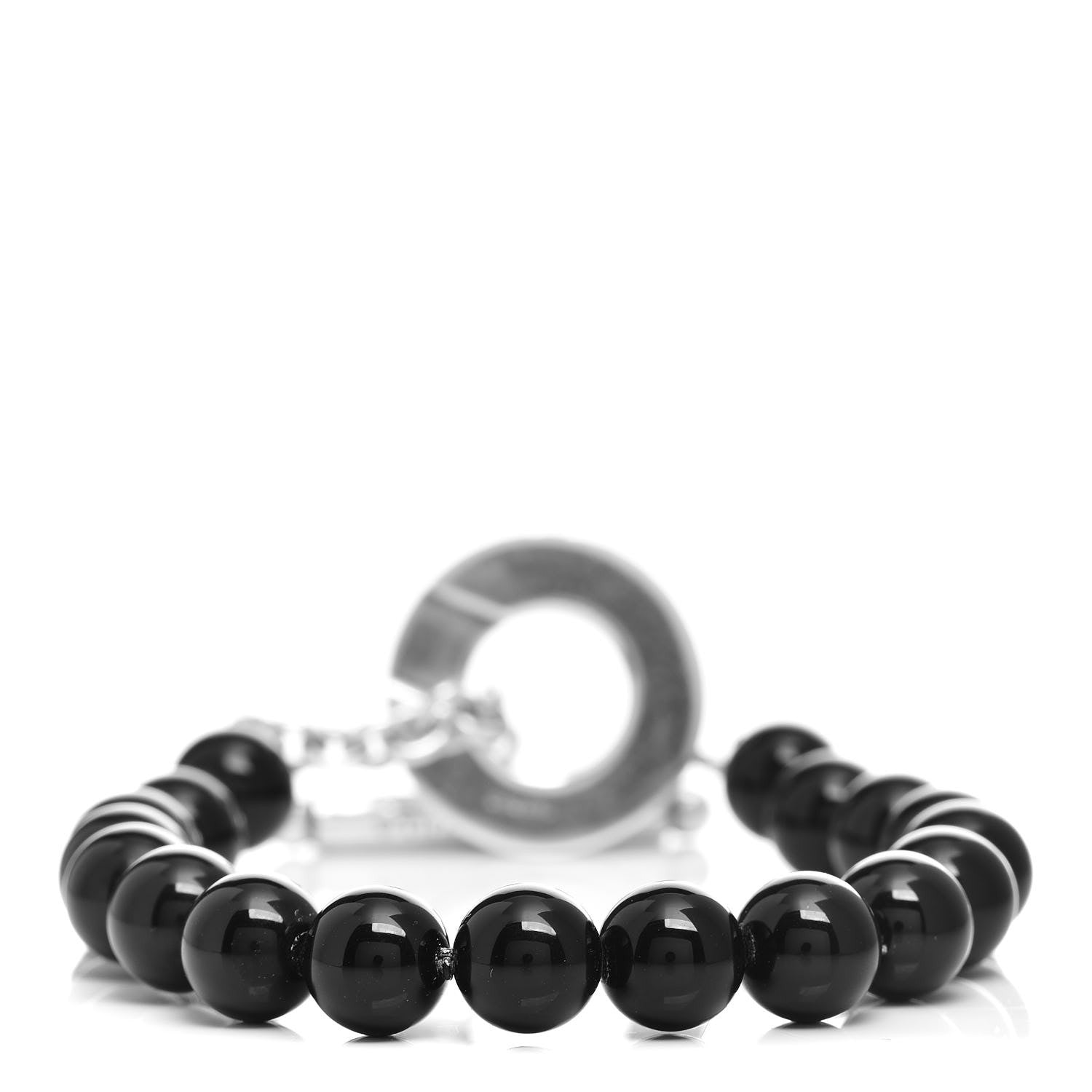 Tiffany Sterling Silver Black Onyx Bead Toggle Bracelet 1 of 5