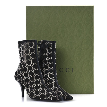Gucci Tela Retino Kid Scamosciato Crystal GG Monogram Square Demi Boot 39 Black 11 of 11