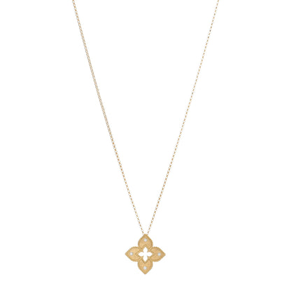 Roberto Coin 18K Yellow Gold Diamond Petite Venetian Princess Flower Pendant Necklace 1 of 4
