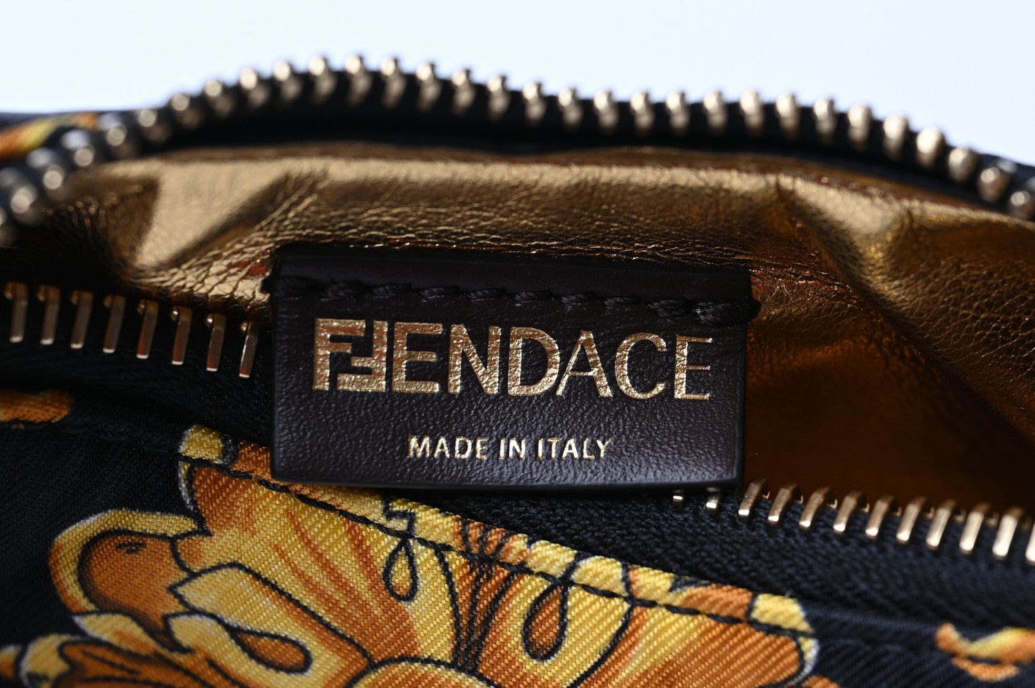 Fendi X VERSACE Silk Fendace Baroque Nano Fendigraphy Hobo Charm Black Gold 10 of 19