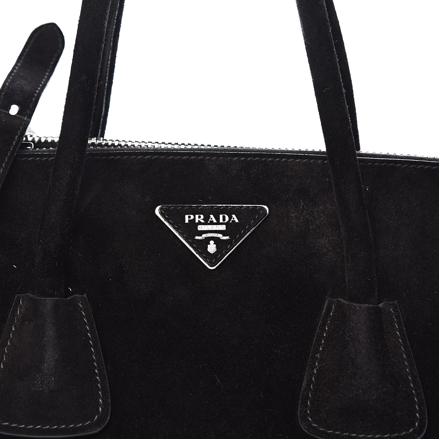 Prada Suede Scamosciato Twin Pocket Tote Black 12 of 12
