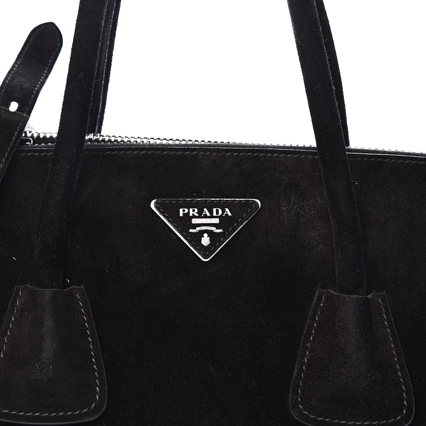 Suede Scamosciato Twin Pocket Tote Black