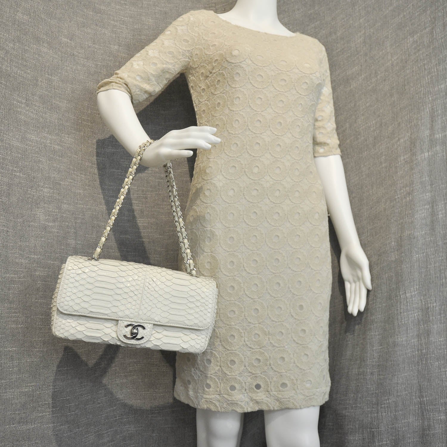 Chanel Python Classic Flap White 2 of 8