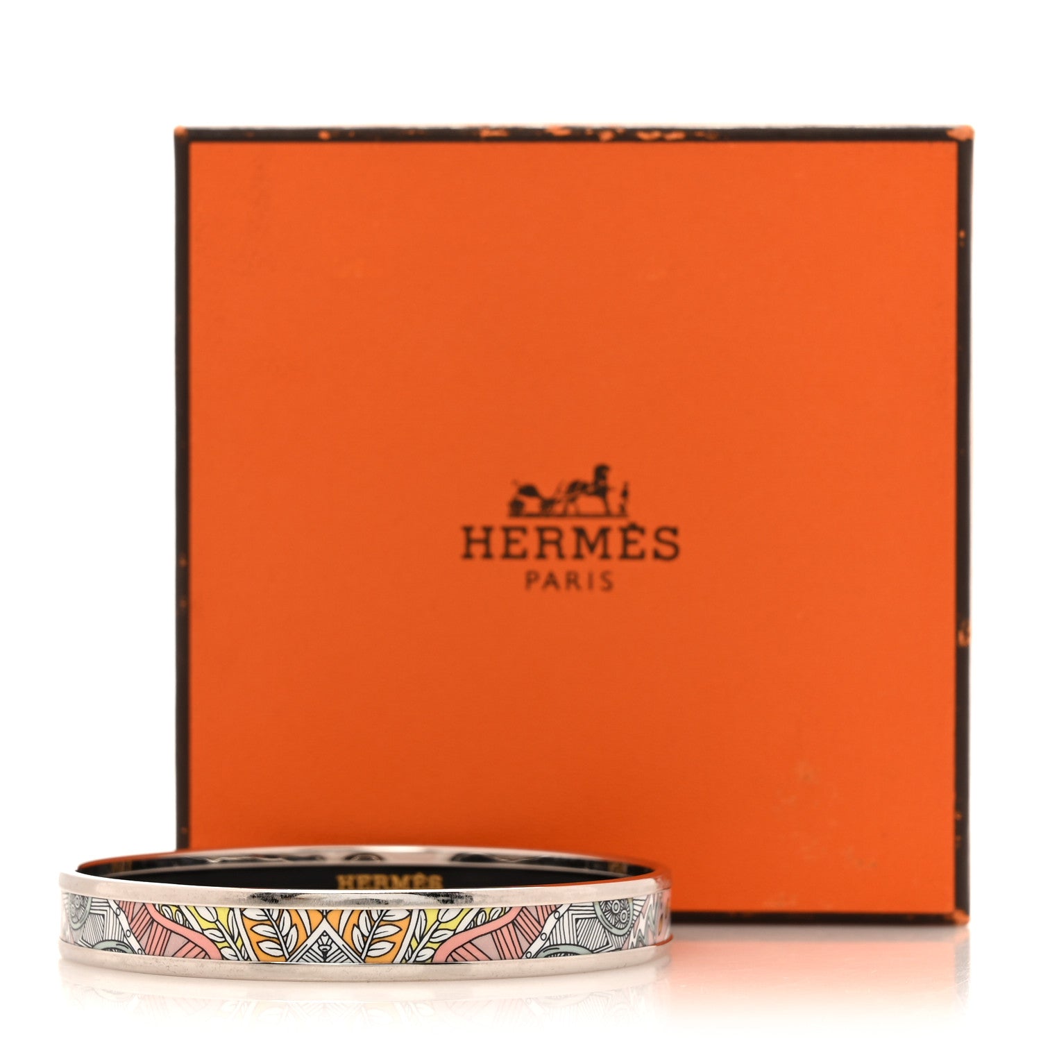 Hermes Enamel Printed Le Jardin De La Maharani Narrow Bracelet 65 Rose Candeur 6 of 6