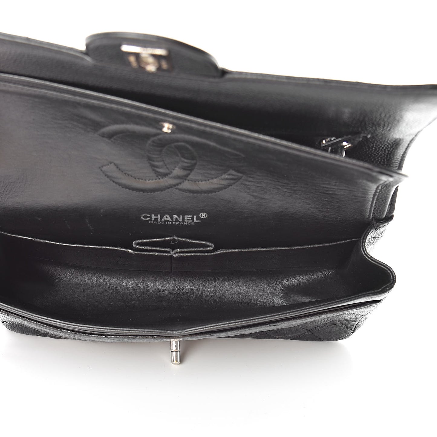 Caviar Quilted Medium Double Flap Black