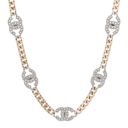Chanel Crystal Chain CC Link Choker Gold Silver 1 of 6