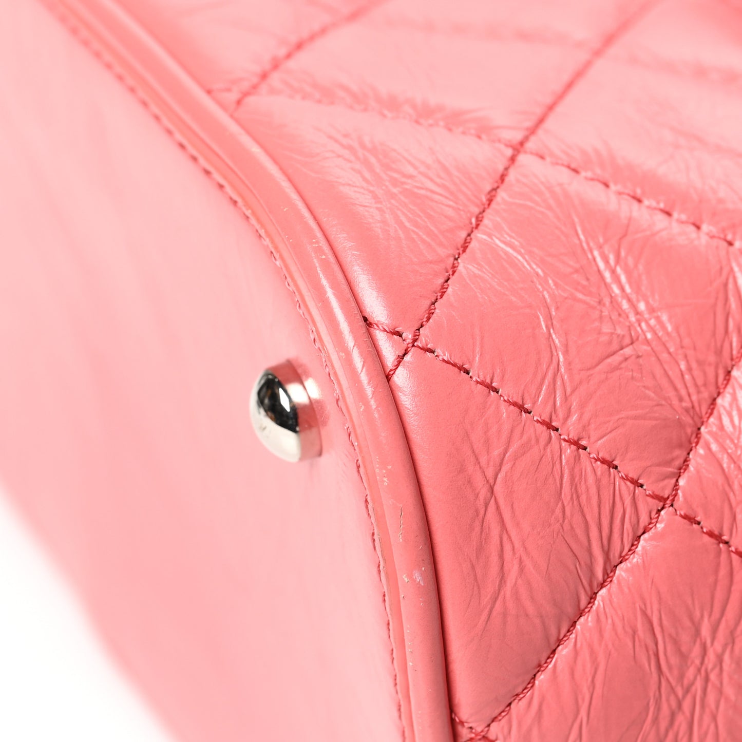 Crumpled Calfskin PVC Quilted Backpack Pink