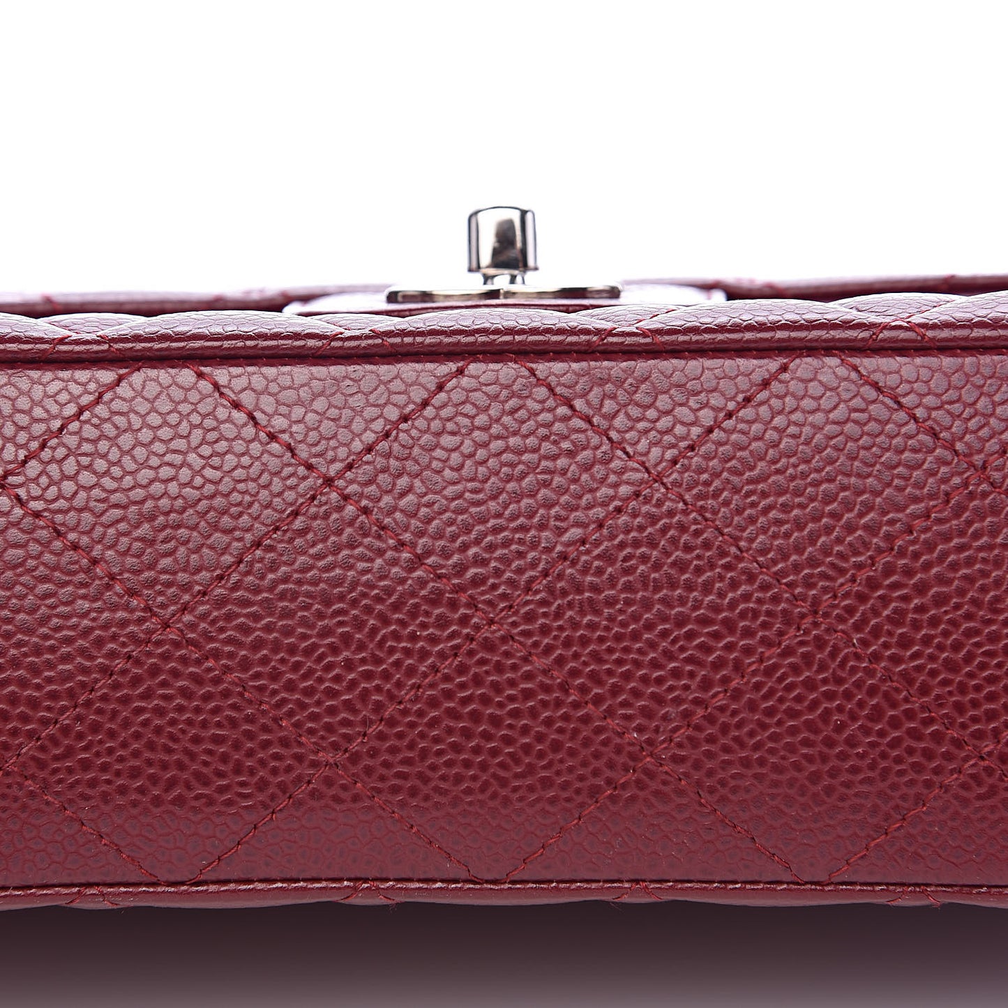 Caviar Quilted Medium Double Flap Dark Red
