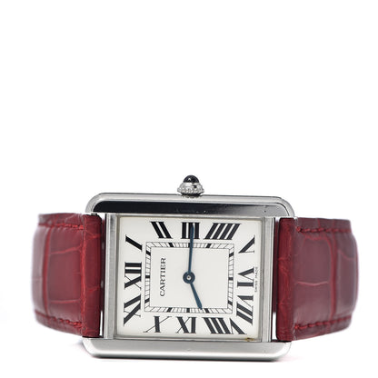 Cartier Stainless Steel Alligator 27mm Tank Solo Quartz Watch Red 3 of 9