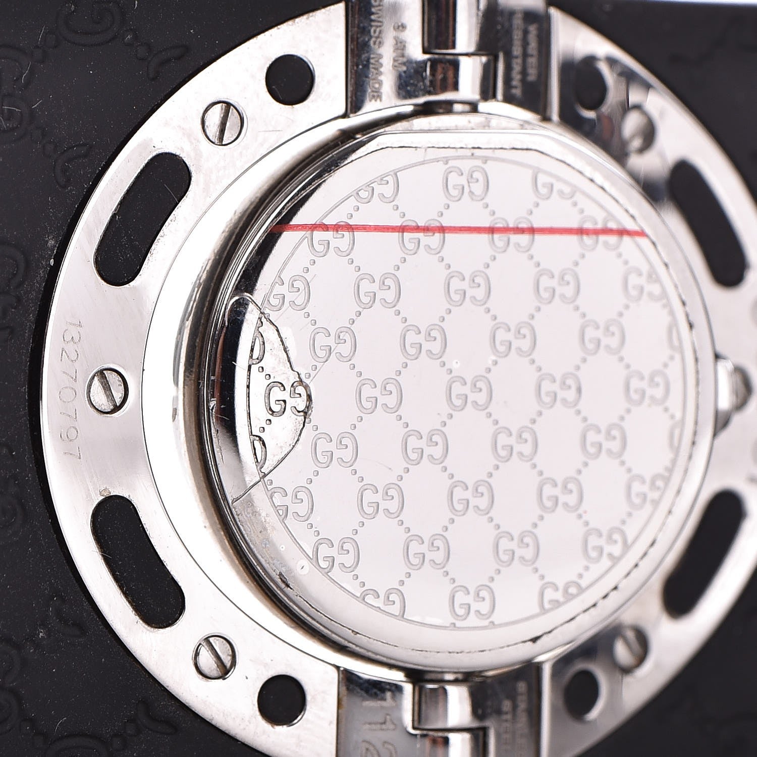 Gucci Stainless Steel Rubber 33mm Twirl Quartz Watch Black 10 of 11