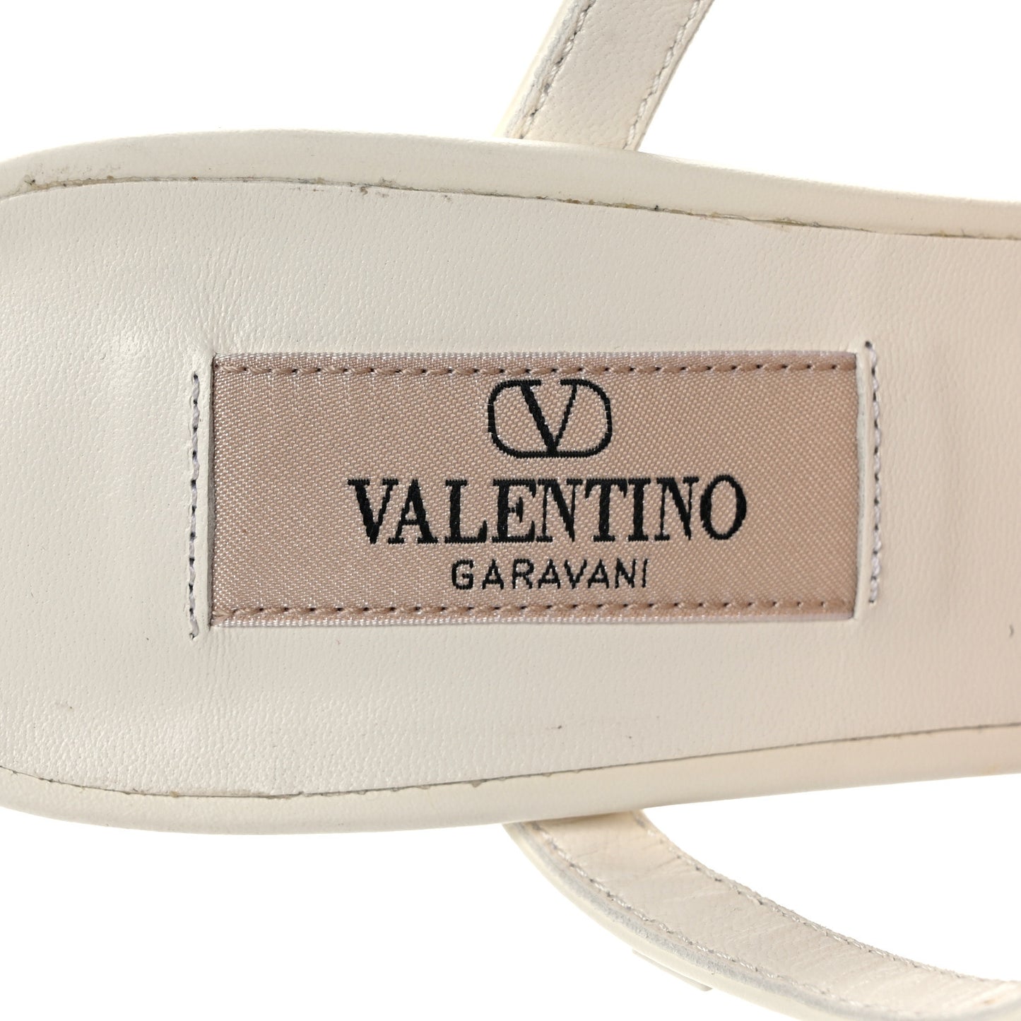 VALENTINO GARAVANI Calfskin Nappa Rockstud 60mm Caged Slide Sandals 37 Light Ivory