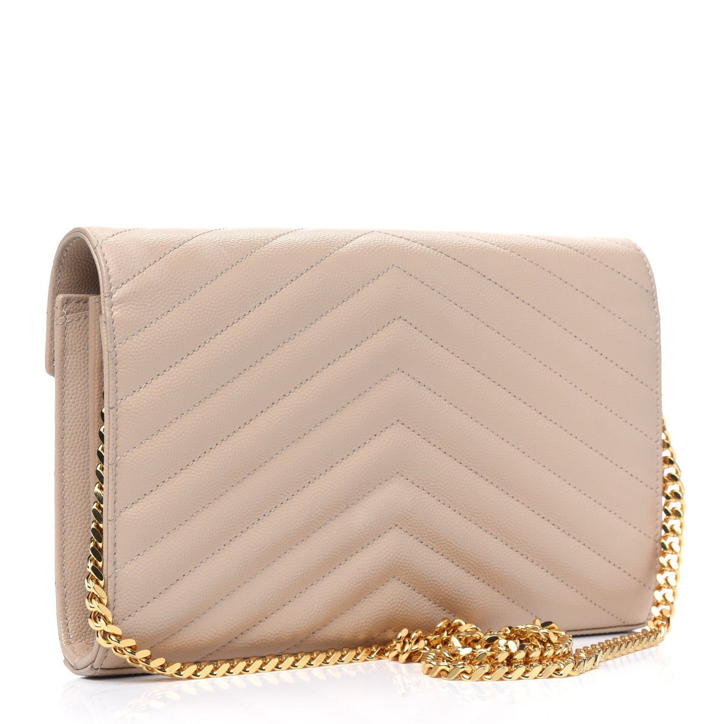 Grain De Poudre Matelasse Chevron Monogram Chain Wallet Nude Powder