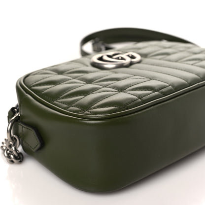 Gucci Calfskin Matelasse Aria Small GG Marmont Chain Shoulder Bag Military Wood 7 of 8